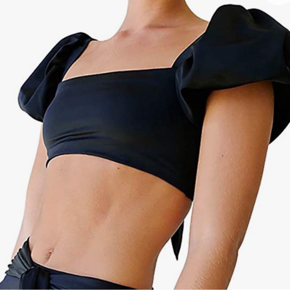 Puff Sleeve Swim Top